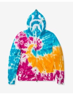 BAPE TIE DYE SHARK WIDE FULL ZIP HOODIE - MULTI pas cher chine