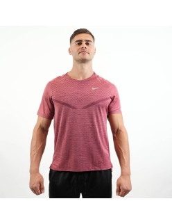 Men's Nike Dri-Fit Rise 365 Running TechKnit ADV Short Sleeve T - Shirt (Maroon) JUSQU'A -70%! 