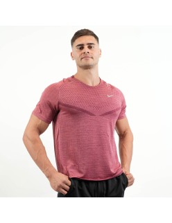 Men's Nike Dri-Fit Rise 365 Running TechKnit ADV Short Sleeve T - Shirt (Maroon) JUSQU'A -70%! 