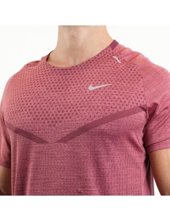 Men's Nike Dri-Fit Rise 365 Running TechKnit ADV Short Sleeve T - Shirt (Maroon) JUSQU'A -70%! 