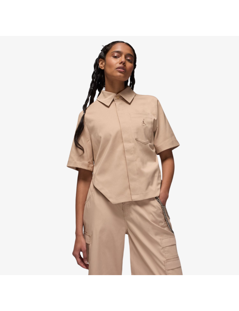 womens jordan woven crop top (legend brown) une grave pollution 