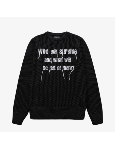 mens huf x texas chainsaw massacre survive cable knit sweater (black) 50-70% off 