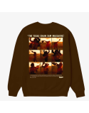 mens huf x texas chainsaw massacre unparalleled terror crewneck (chocolate) plus qu'un jeu 