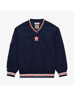 mens mitchell and ness houston astros classic v-neck pullover (navy/orange) Fin de série