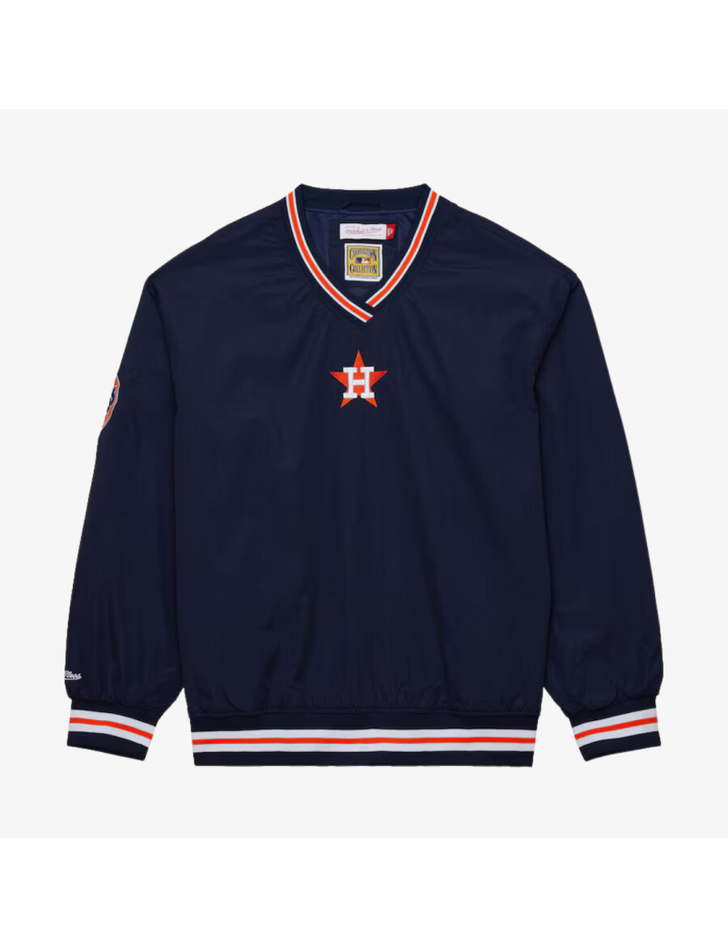 mens mitchell and ness houston astros classic v-neck pullover (navy/orange) Fin de série