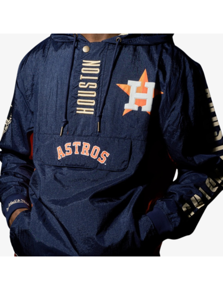 mens mitchell and ness houston astros current logo 3.0 anorak (navy/orange) pas chere