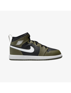 preschool jordan 1 mid (black/olive) solde