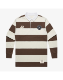 mens premiumgoods. stripe rugby shirt “monogram” (walnut/cream) 50% de réduction en Octobre 2024