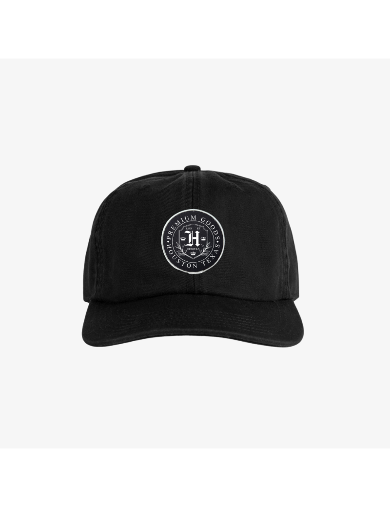 mens premiumgoods. strap back cap “crest” (black) du meilleur 