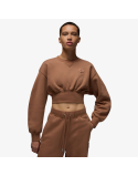 womens jordan flight fleece crewneck (brown) plus qu'un jeu 