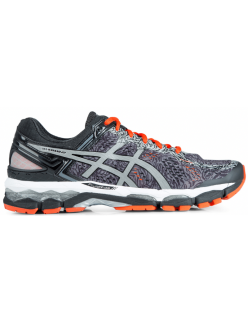 Mens Asics Gel-Kayano 22 Lite-Show 'Carbon/Silver/Cherry Tomato' de pas cher